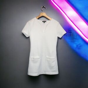 MNG by Mango White Soft Quilted Shift Mini Dress XXS (S)